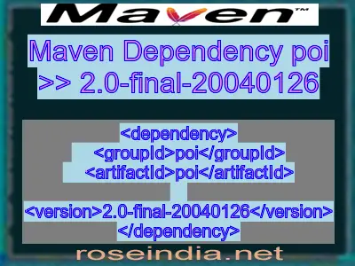 Maven dependency of poi version 2.0-final-20040126
