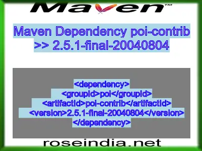 Maven dependency of poi-contrib version 2.5.1-final-20040804