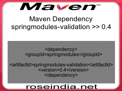 Maven dependency of springmodules-validation version 0.4