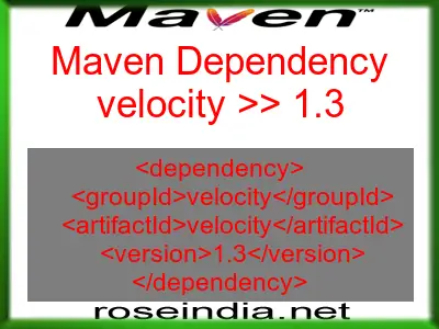 Maven dependency of velocity version 1.3