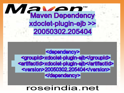 Maven dependency of xdoclet-plugin-ejb version 20050302.205404