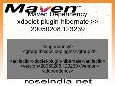 Maven dependency of xdoclet-plugin-hibernate version 20050208.123239