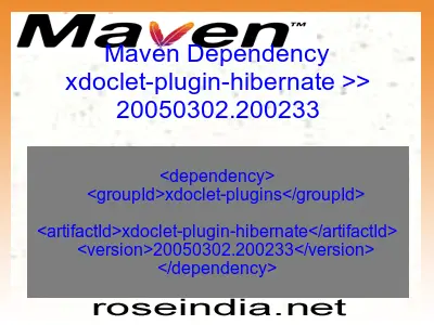 Maven dependency of xdoclet-plugin-hibernate version 20050302.200233