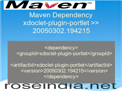 Maven dependency of xdoclet-plugin-portlet version 20050302.194215
