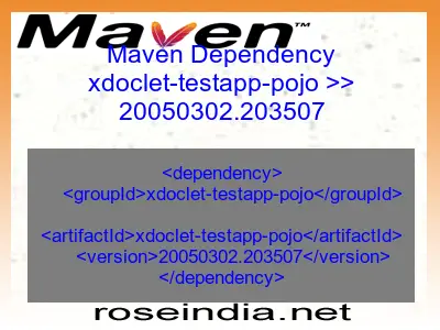 Maven dependency of xdoclet-testapp-pojo version 20050302.203507