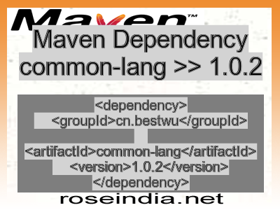 Maven dependency of common-lang version 1.0.2