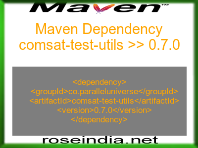 Maven dependency of comsat-test-utils version 0.7.0