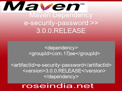 Maven dependency of e-security-password version 3.0.0.RELEASE