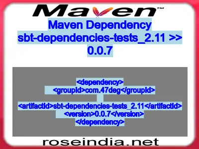 Maven dependency of sbt-dependencies-tests_2.11 version 0.0.7