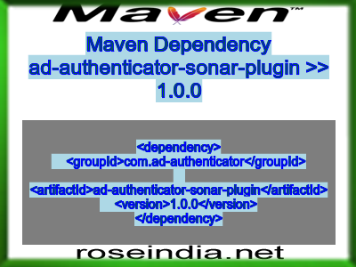Maven dependency of ad-authenticator-sonar-plugin version 1.0.0