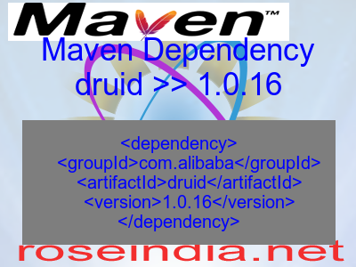 Maven dependency of druid version 1.0.16