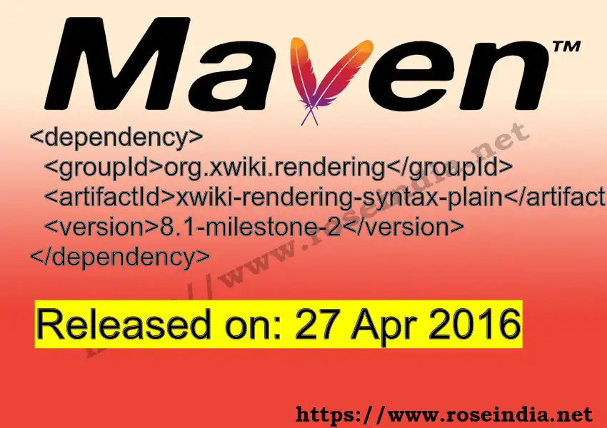 Maven dependency for GROUP_ID - ARTIFACT_ID version VERSION_ID is released. Learn to use ARTIFACT_ID version VERSION_ID in Maven based Java projects