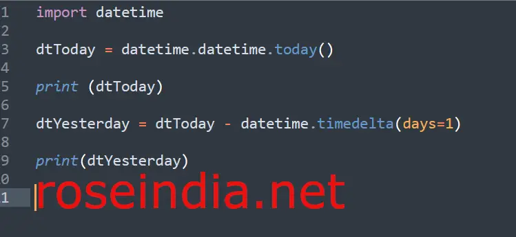 Python Yesterday Date Example