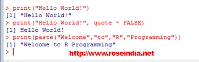 R programming Hello World Example