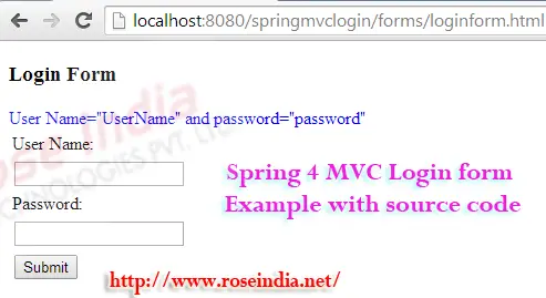 Spring 4 MVC Login Form Example with Source code