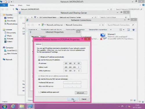 Windows 8 Network Setting