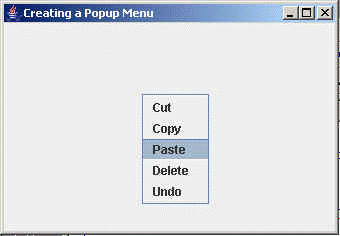 Pop Up Menu on the Frame