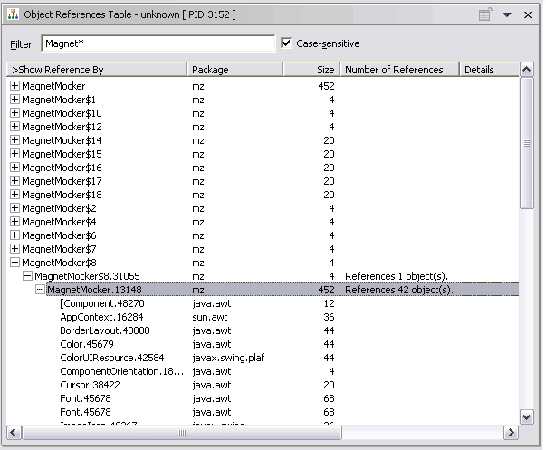 Object References Table