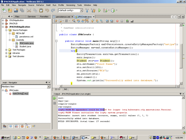 Creating and running the JPA CRUD application