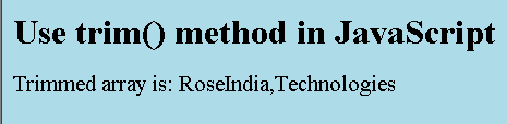 JavaScript Array Trim method output