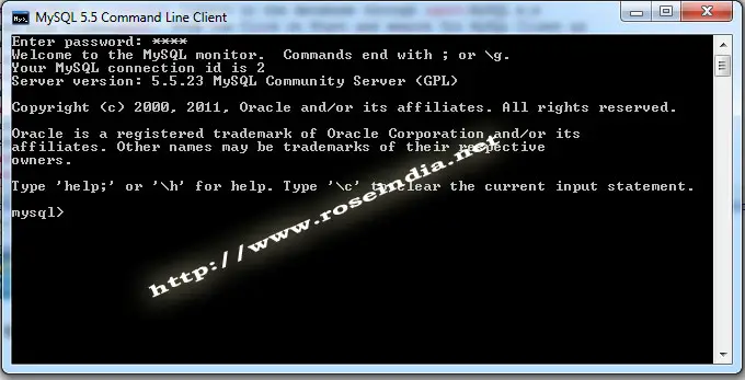 MySQL Command Line Client LoginSuccess