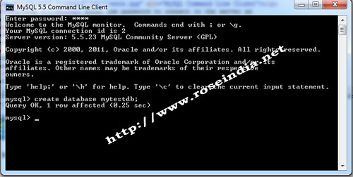 MySQL Command Line Client Create database