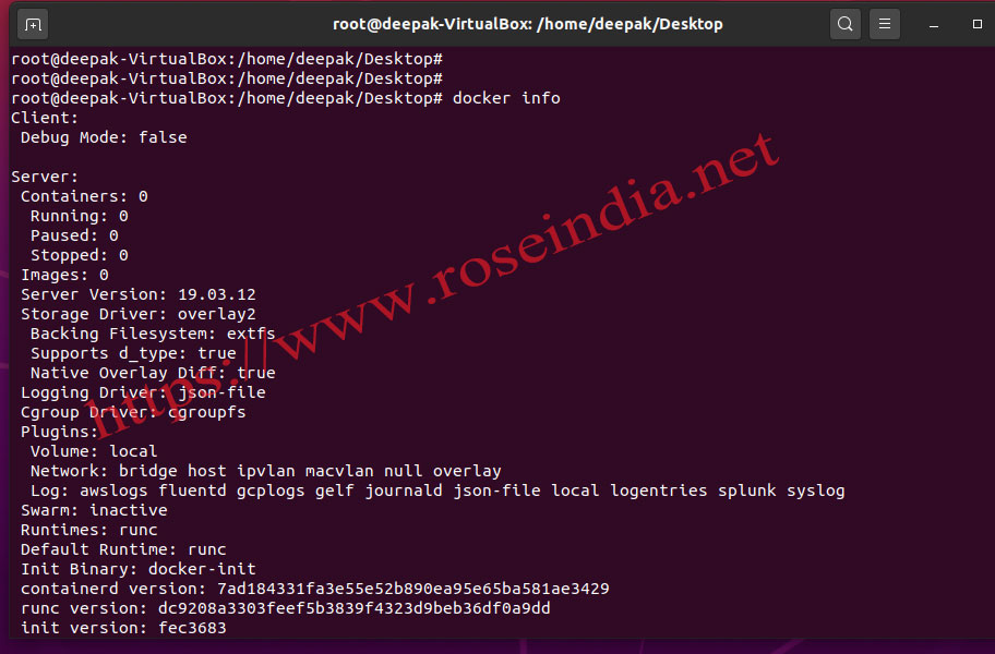Docker info