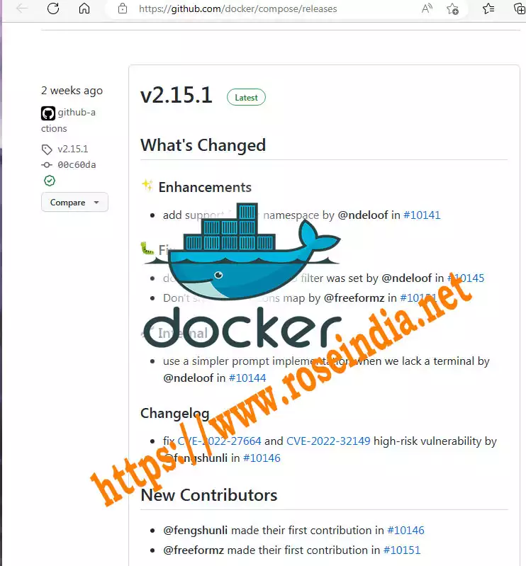 Docker compose release page