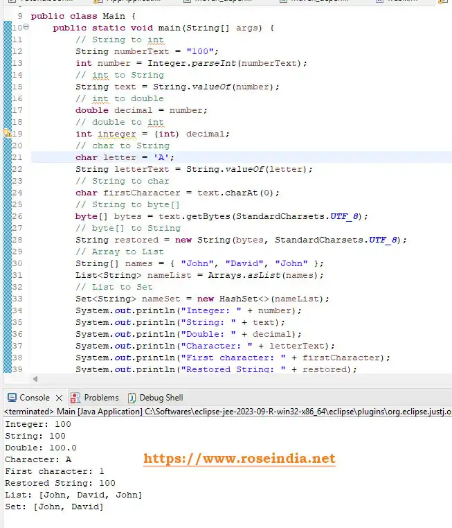 Java Conversion Example