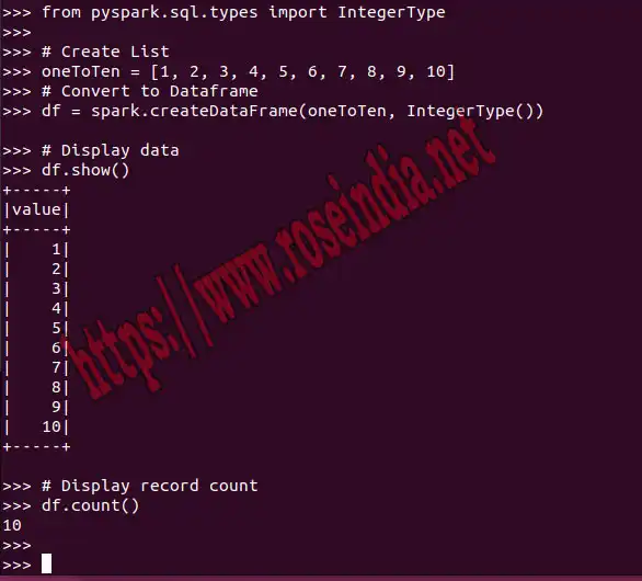 Create PySpark dataframe from list