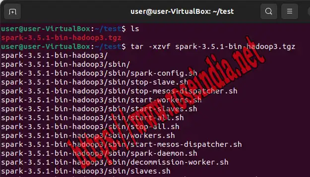 Extract targz file example command