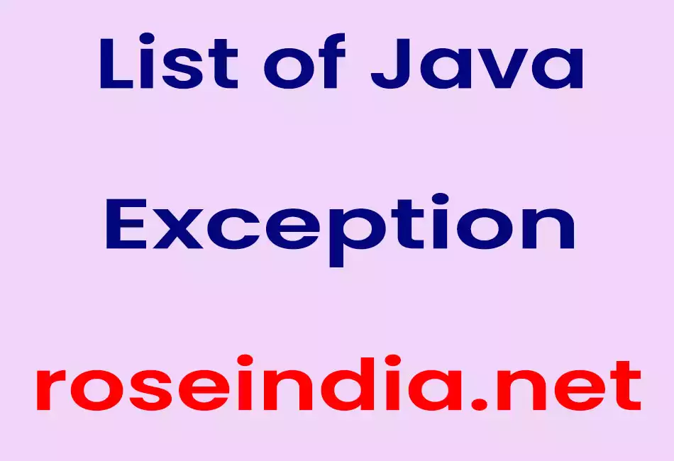 List of Java Exception