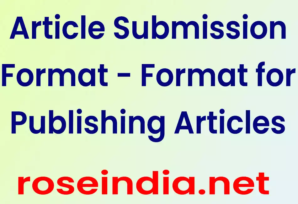 Article Submission Format - Format for Publishing Articles
