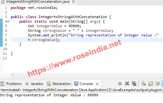 How to convert a Java Integer to String Data