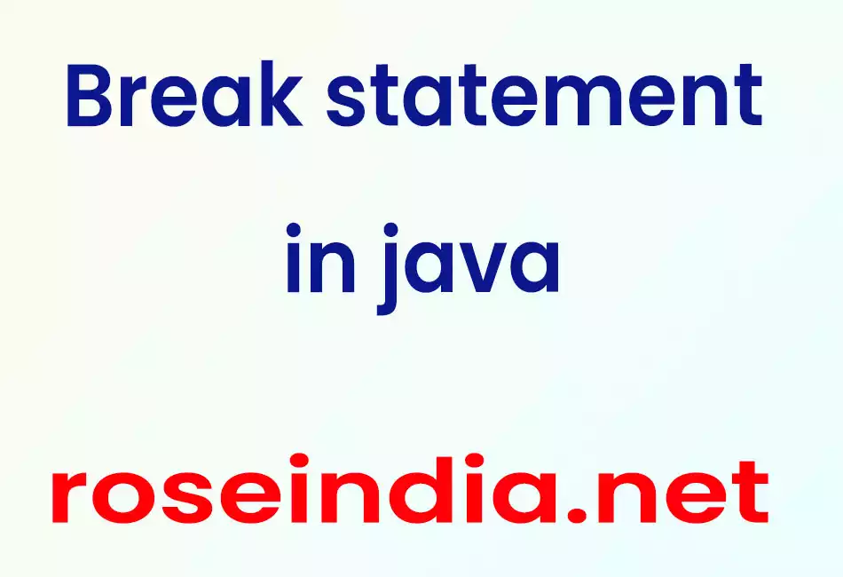 Break statement in java