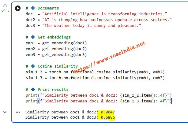 Document Similarity Output