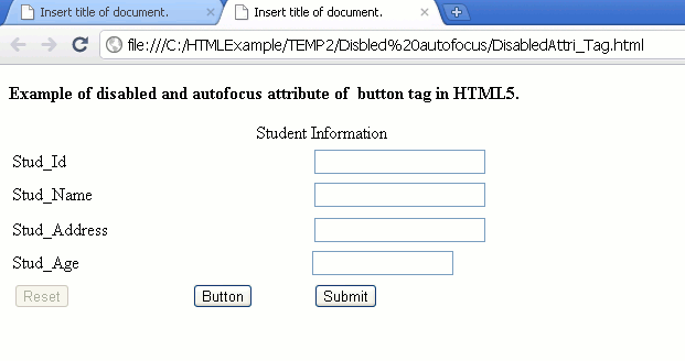 html disabled=false